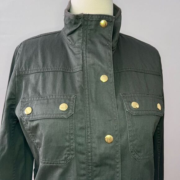 J. Crew Resin Coated Twill Field Jacket Mossy Green Size Small - Picture 5 of 11